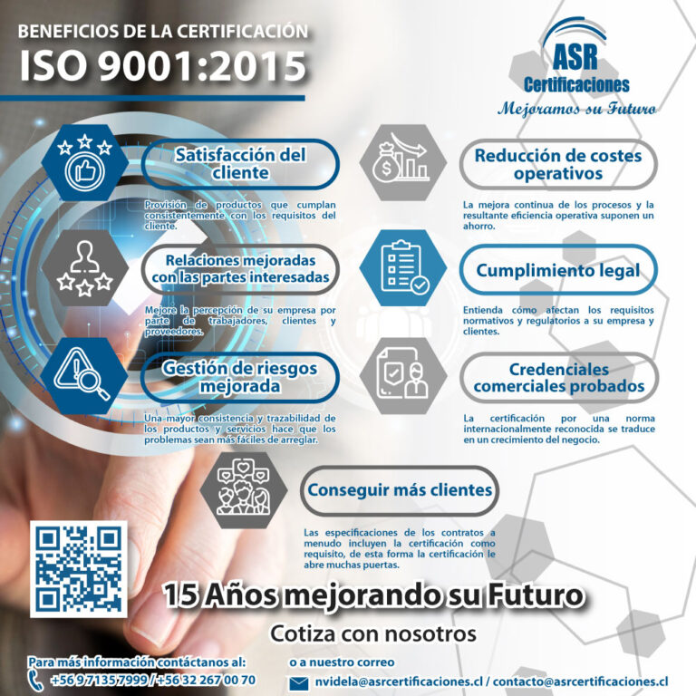 Beneficios de la certificación ISO 9001 2015 ASR